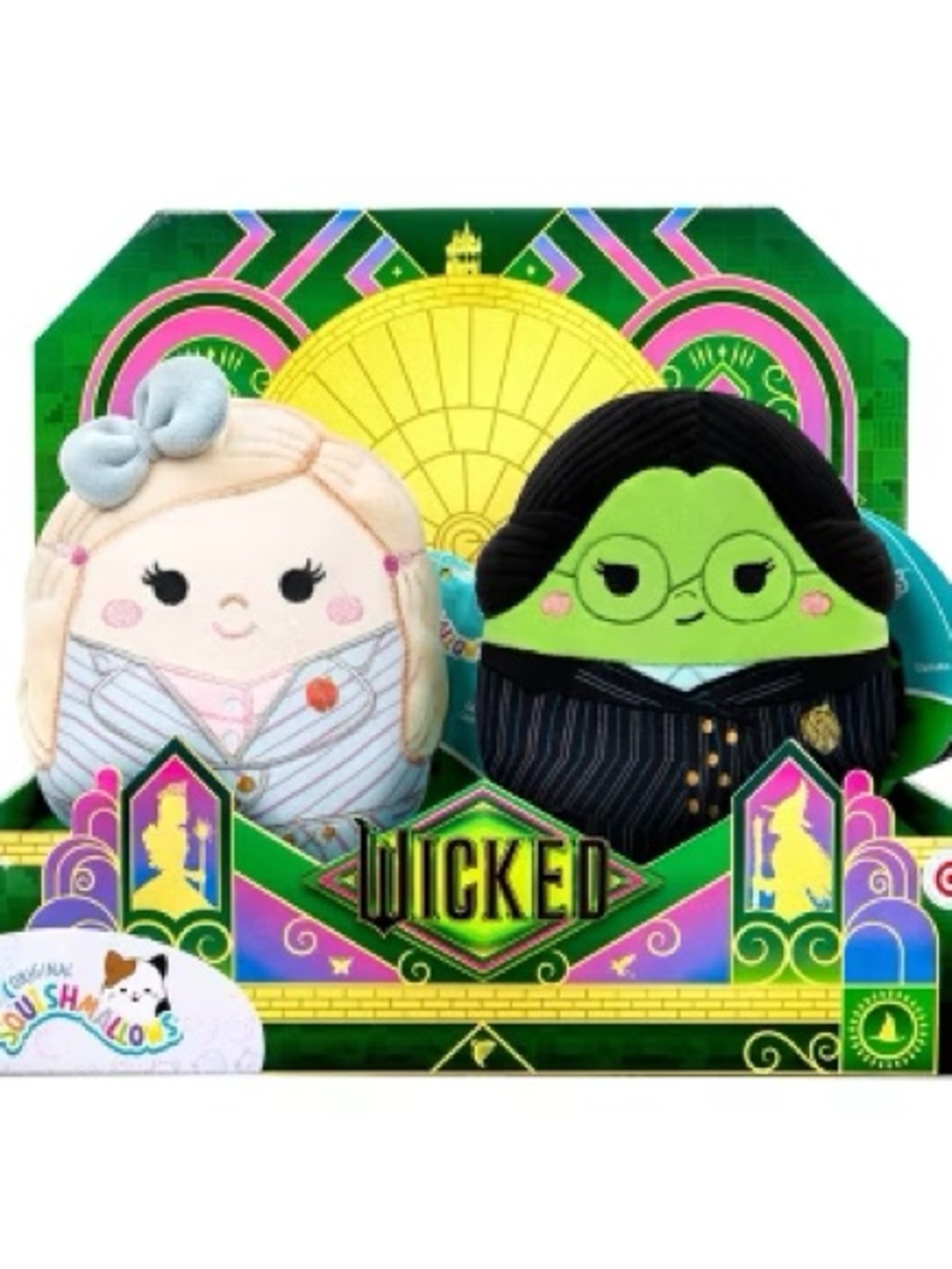Wicked Broadway Squishmallows Plush Set - Elphaba (Green) & Glinda (Pink)